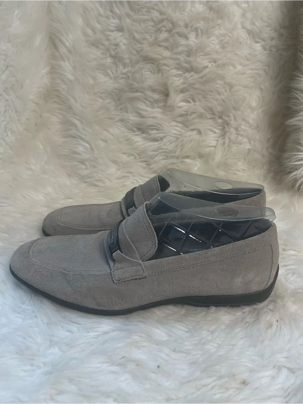Calvin Klein Vick Men's Suede Slip-On Loafers in Light Gray SZ12